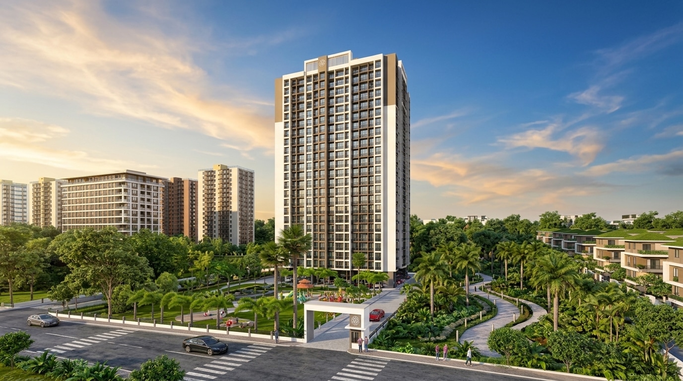 Sai Garden G+22 Landmark Tower on Casa Rio Road, Dombivli East - Architectural Portrait View